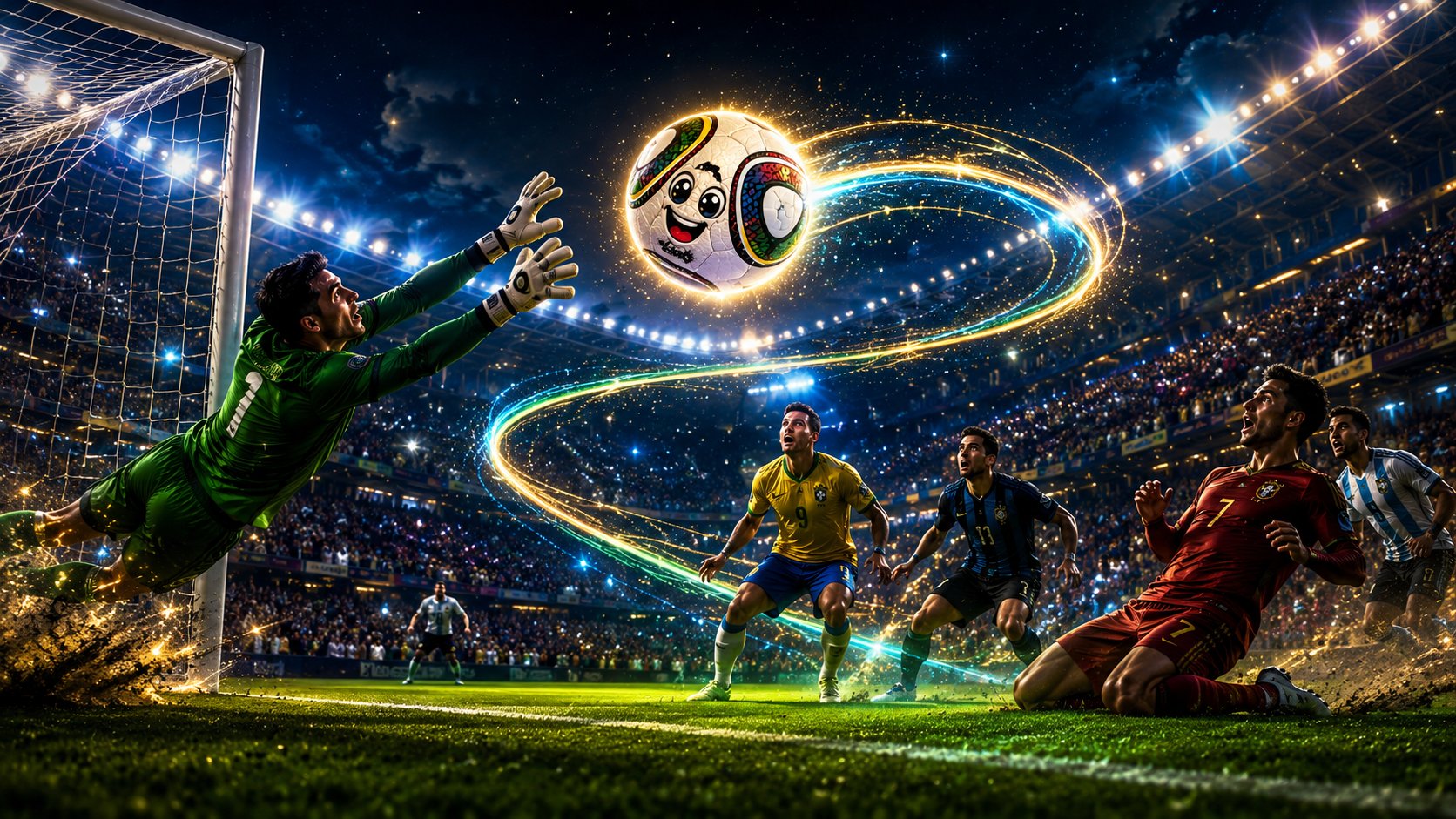 A powerful strike toward goal