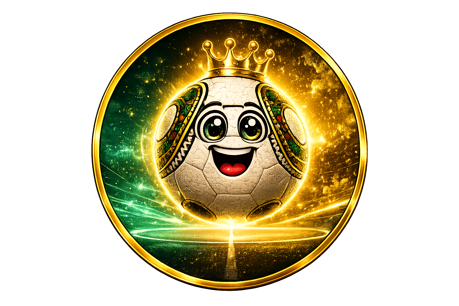 The Jabulani mascot, a crowned football character